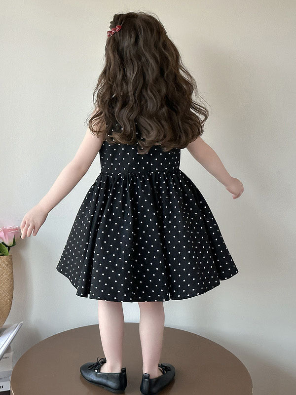 [5071193] - Baju Gaun Dress Princess Lengan Kutung Korean Version Style Anak Perempuan Cewek - Motif Polkadot - BABYHOKI STORE