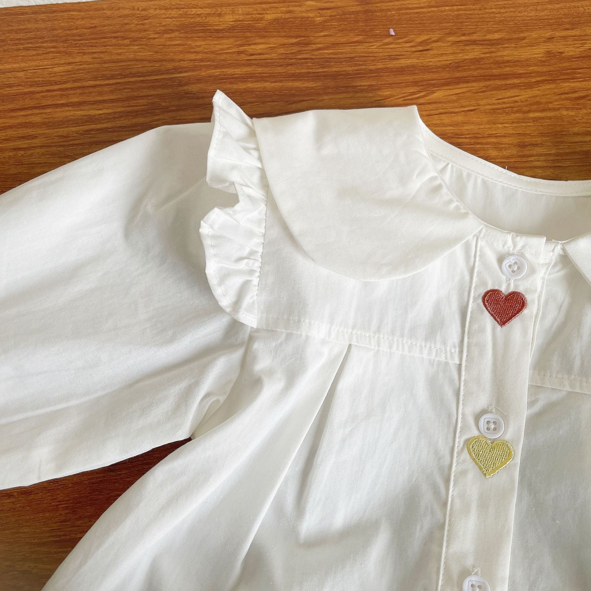 [363594] - Setelan Blouse Dress Denim Bordir Anak Perempuan - Motif Button Flower