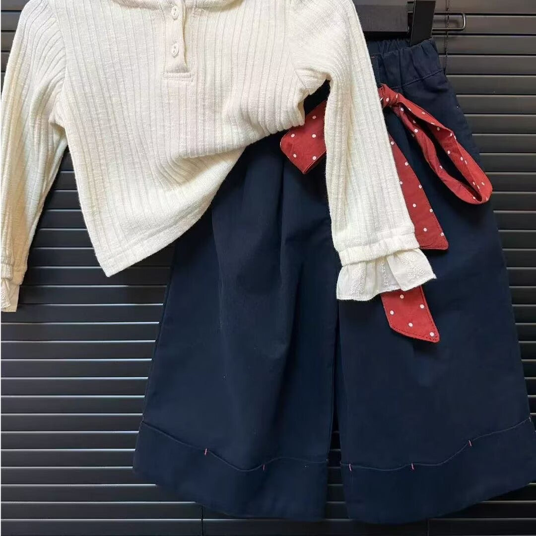 [5071140] - One Set 2in1 Baju Setelan Atasan Hoodiee Lengan Panjang Bawahan Celana Panjang Korean Version Anak Perempuan Cewek - Motif Top Hoodie Lace - BABYHOKI STORE