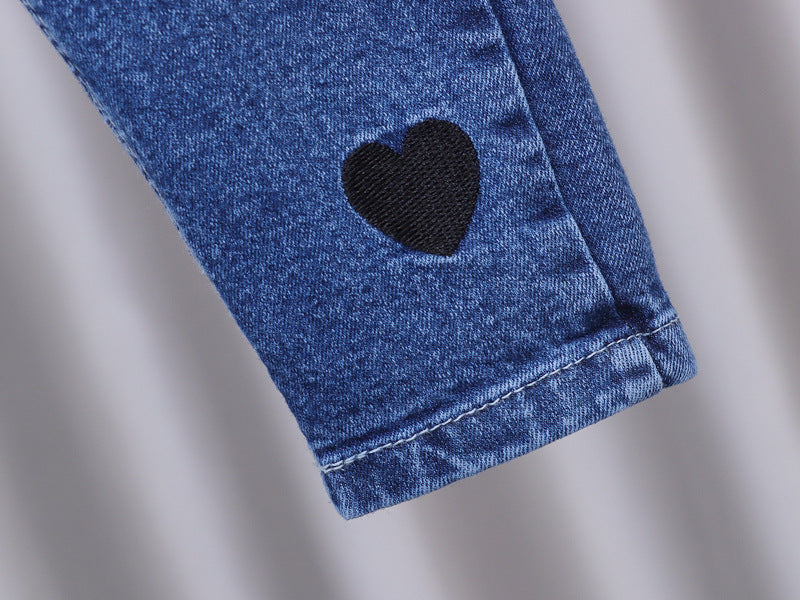 [102376] - Bawahan Celana Panjang Jeans Anak Perempuan - Motif Heart Shape