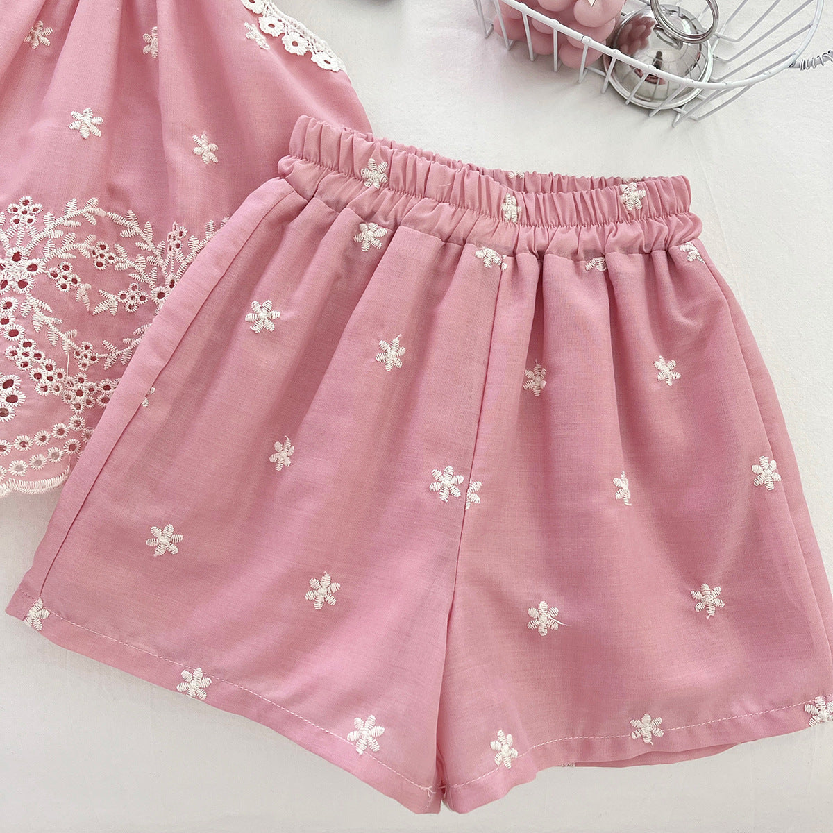 [963107] - One Set 2in1 Baju Setelan Atasan Blouse Katbol Lengan Kutung Bawahan Celana Pendek Fashion Comfortable Style Anak Perempuan Cewek - Motif Floral - BABYHOKI STORE