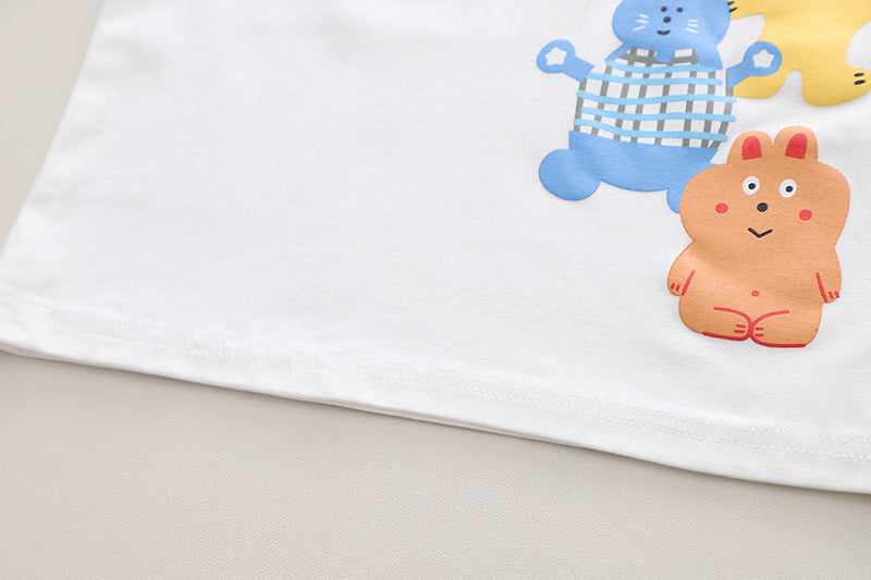 [345422] - Baju Setelan Kaos Lengan Pendek Celana Pendek Anak Cowok Fashion - Motif Animal Party