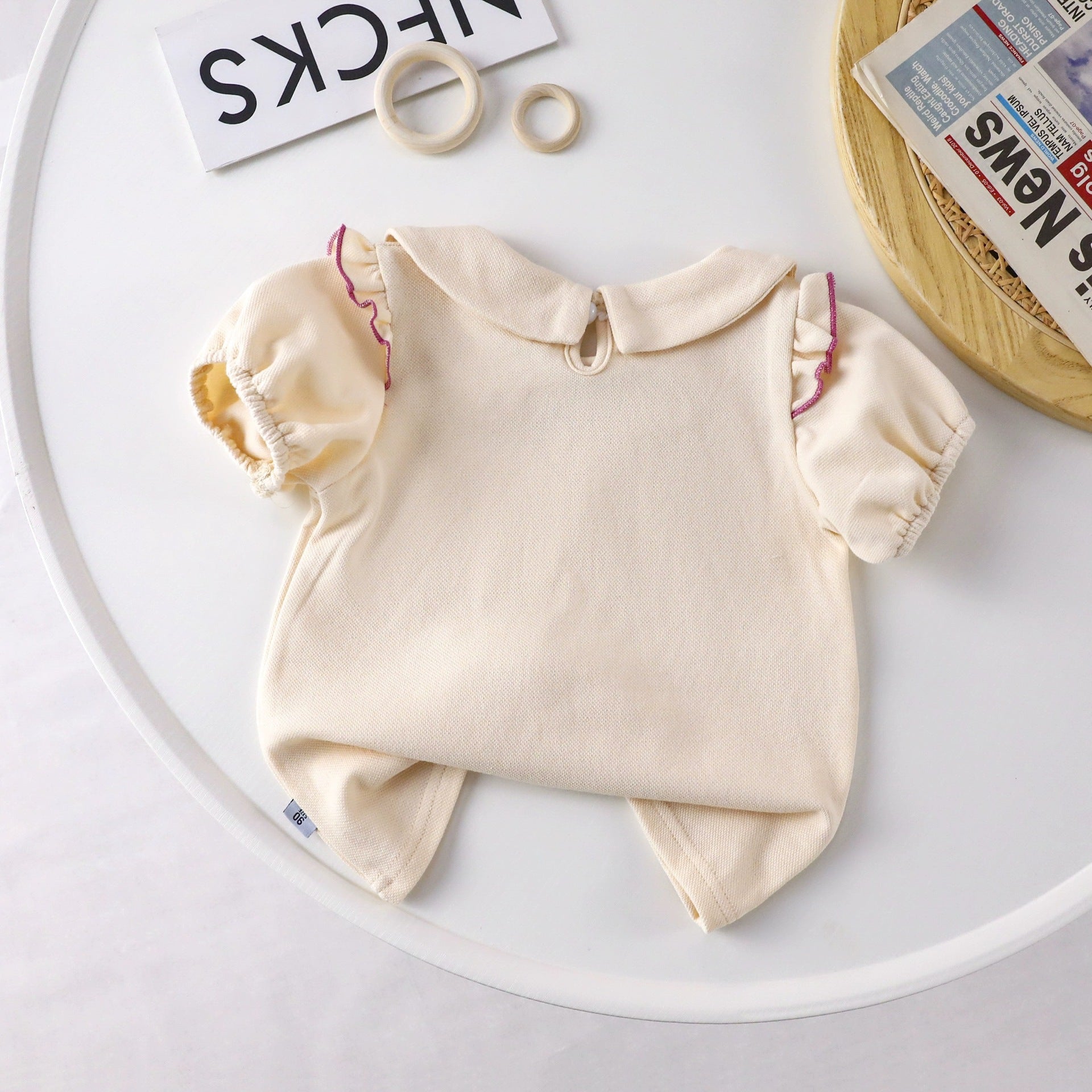 [721107] - Baju Atasan Blouse Lengan Pendek Ruffle Anak Perempuan - Motif Plain Heart