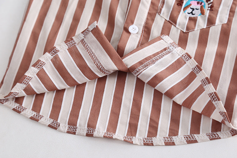[345466] - Baju Setelan Kemeja Celana Pendek Anak Laki-Laki Fashion - Motif Pocket Dog