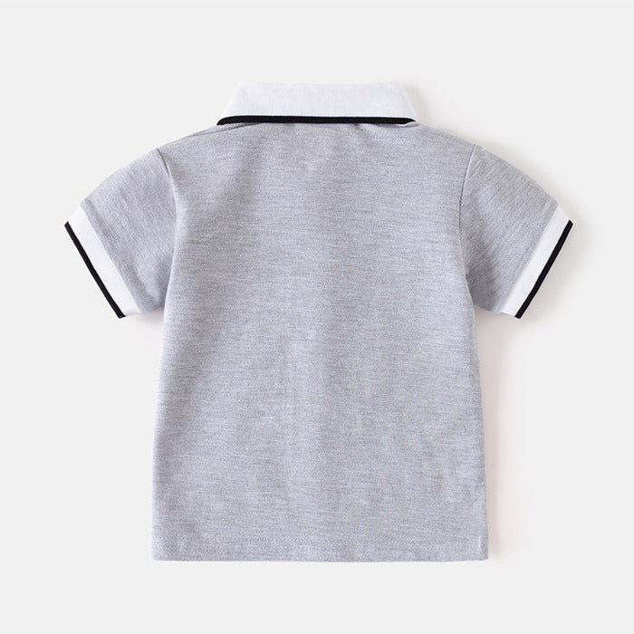 [5131116] - Atasan Baju Polo Lengan Pendek Anak Laki-Laki - Motif Collared Animals