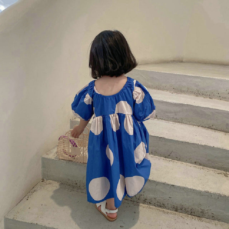 [507S1136] - Baju Dress Lengan Pendek Fashion Anak Perempuan - Motif Round Shape
