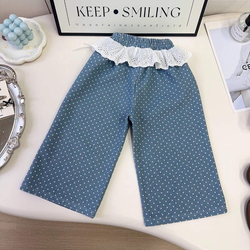 [363920] - One Set 3in1 Baju Setelan Atasan Blouse Lengan Panjang Vest Rompi Jeans Bawahan Celana Panjang Kulot Berenda Fashion Anak Cewek Perempuan - Motif Cute White Lace - BABYHOKI STORE - BABYHOKI STORE