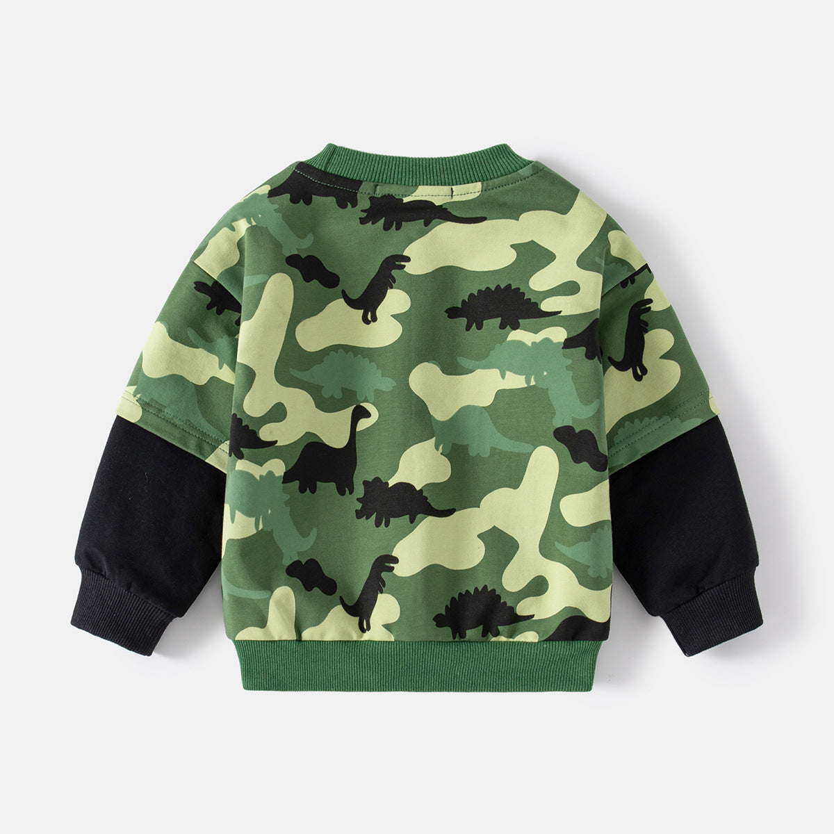 [513724] - Atasan Sweater Lengan Panjang Anak Laki-Laki - Motif Dino Camo