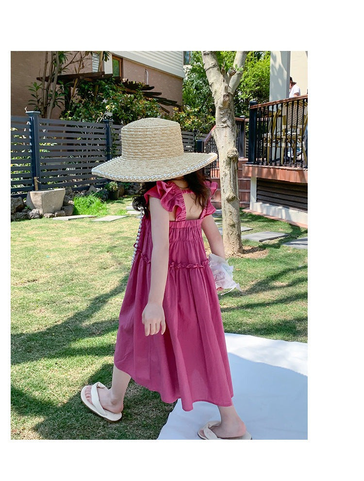 [507974] - Baju Dress Lengan Kutung Fashion Anak Perempuan - Motif Plain Rubber