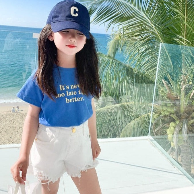 [508226] - Celana Pendek Jeans Hotpants Anak Perempuan - Motif Plain Torn