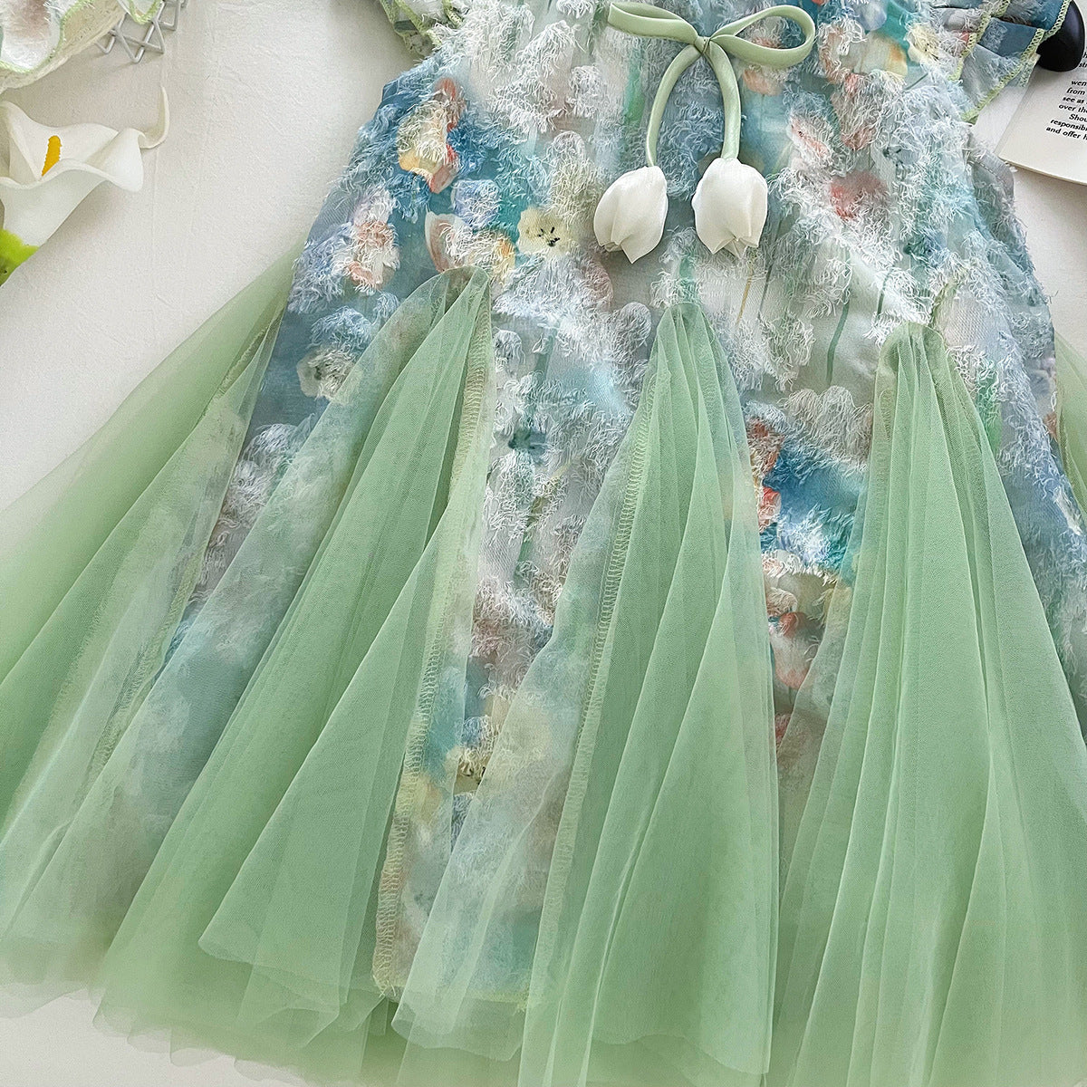 [963207] - Baju Gaun Dress Princess Lengan Kutung Anak Korean Fashion Perempuan Cewek - Motif Fairy Floral - BABYHOKI STORE