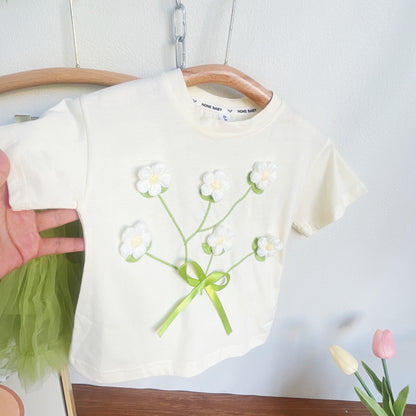 [363644] - Setelan Atasan Lengan Pendek Bawahan Rok Pendek Import Anak Perempuan - Motif Flower Dew