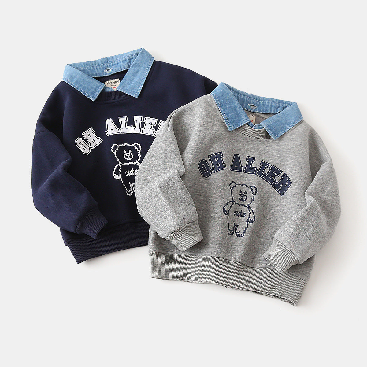 [383197] - Atasan Sweater Lengan Panjang Anak Laki-Laki - Motif Alien Bear
