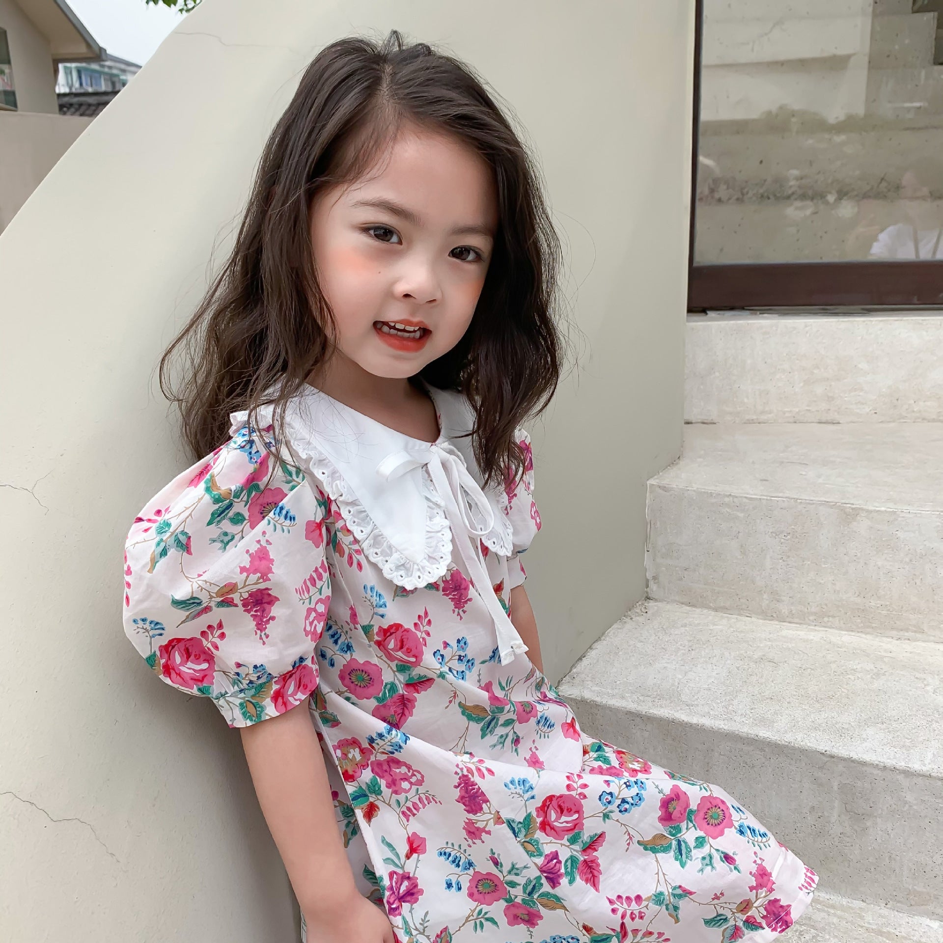 [507S178] - Baju Dress Lengan Pendek Fashion Anak Perempuan - Flower Lace