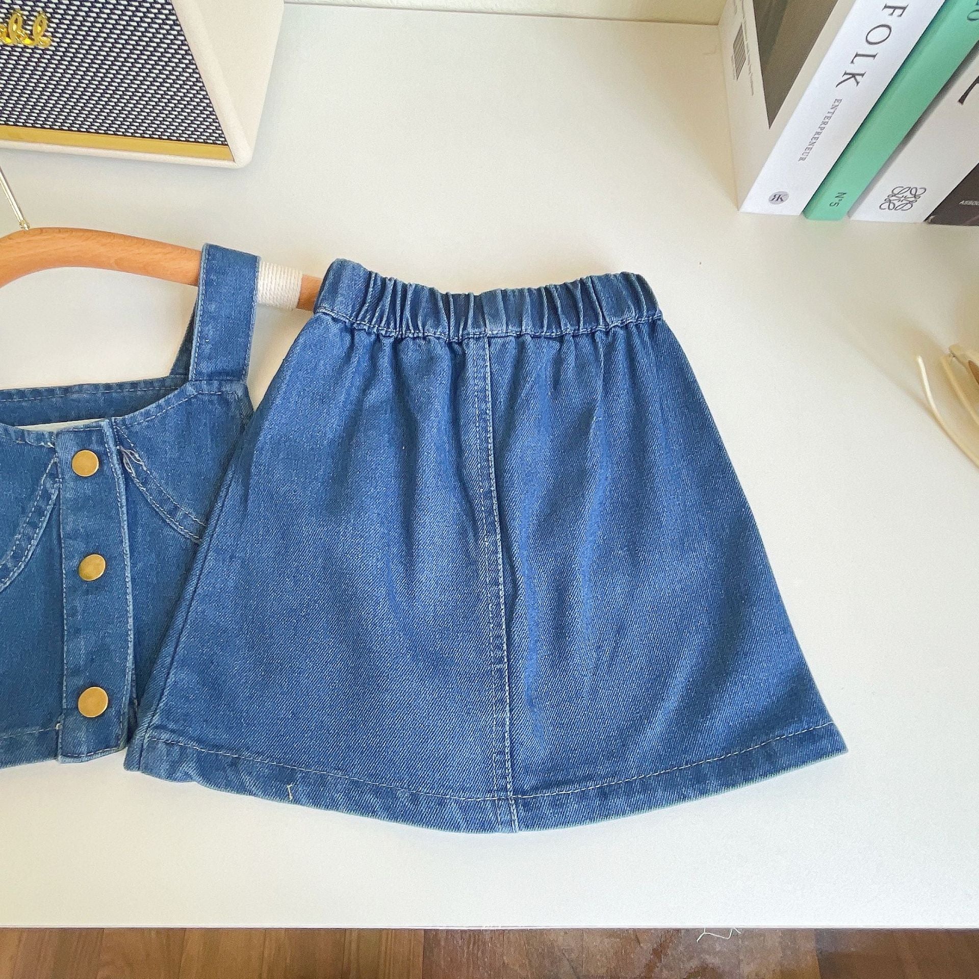 BABYHOKI STORE Usia 7 8 9 10 Tahun Baju Anak Tanggung Cewek [363619] - Setelan Atasan Crop Bawahan Rok Anak Perempuan - Motif Plain Casual