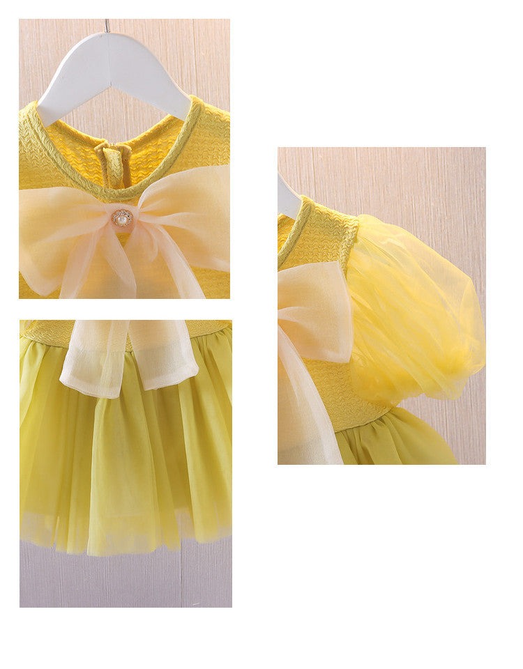 [352383] - Baju Mini Dress Lengan Balon Fashion Import Anak Perempuan - Motif Bubble Sleeves