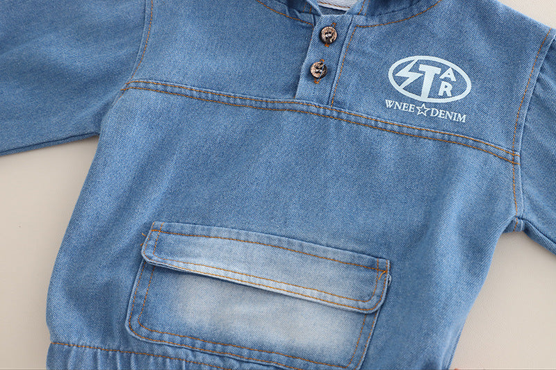 [345513] - One Set 2in1 Baju Setelan Casual Atasan Sweater Hoodiee Jeans Lengan Panjang Bawahan Celana Panjang Jeans Fashionable Anak Laki Laki Cowok - Motif Star - BABYHOKI STORE - BABYHOKI STORE