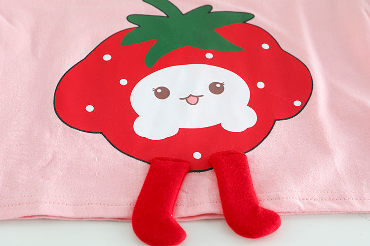 [340390] - Baju Setelan Kaos Fashion Anak Perempuan - Motif Sweet Strawberry