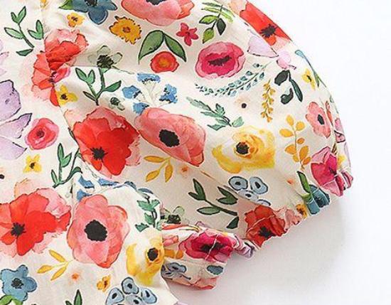 [507S1155] - Baju Dress Lengan Pendek Fashion Anak Perempuan - Motif Flower Petal