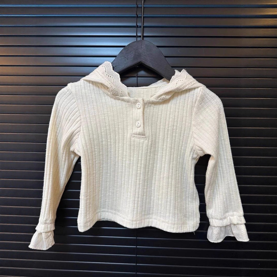 [5071140] - One Set 2in1 Baju Setelan Atasan Hoodiee Lengan Panjang Bawahan Celana Panjang Korean Version Anak Perempuan Cewek - Motif Top Hoodie Lace - BABYHOKI STORE