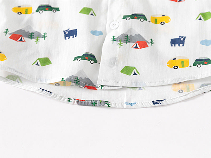 [383213] - Atasan Baju Kemeja Lengan Panjang Anak Laki-Laki - Motif Little Explorer