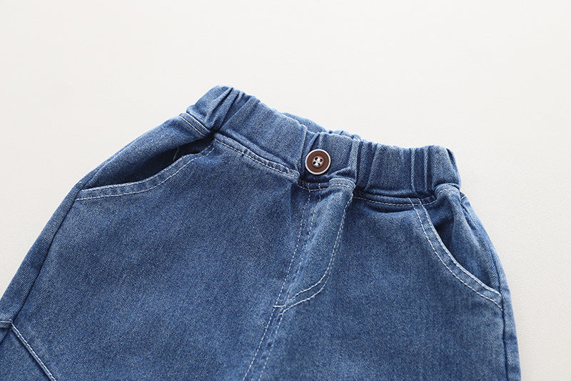 [345485] - Baju Setelan Kemeja Kotak Kotak Celana Jeans Anak Cowok - Motif Gradation Box