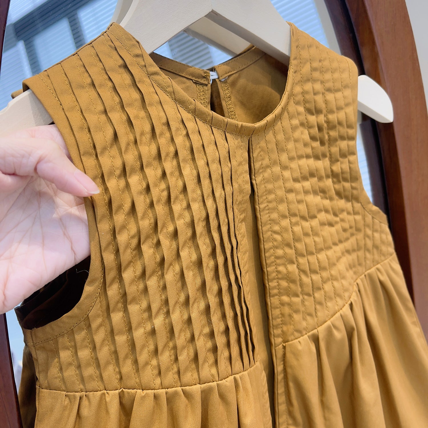 [363722] - Baju Dress Model A-Line Tanpa Lengan Fashion Anak Perempuan - Motif Plain Folds
