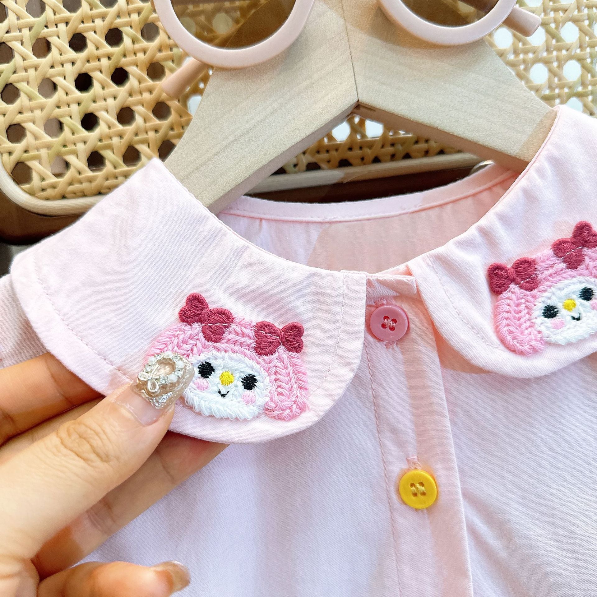 [363750] - Setelan Baju Blouse Ruffles Celana Jeans Cutbraid Fashion Anak Perempuan - Motif Rainbow Love
