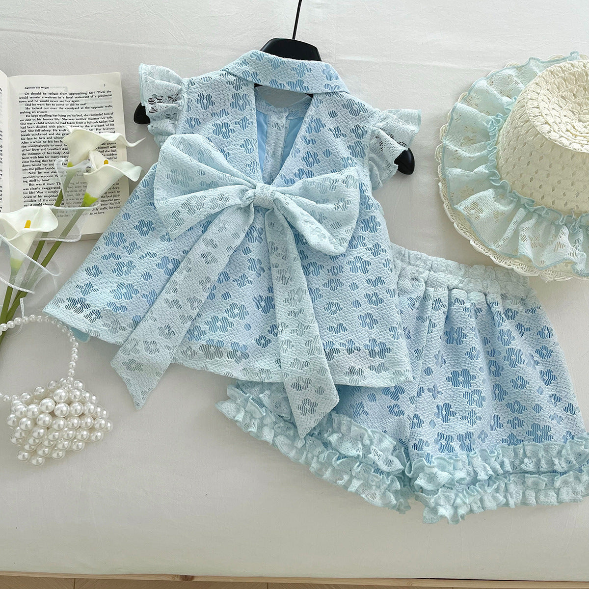 [963161] - One Set 2in1 Baju Setelan Atasan Blouse Lengan Kutung Bawahan Celana Pendek Korean Version Style Anak Perempuan Cewek - Motif Flower - BABYHOKI STORE - BABYHOKI STORE