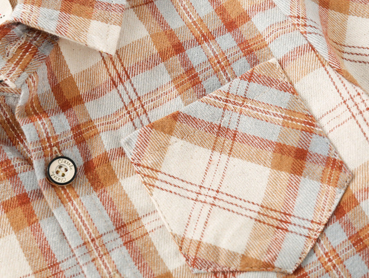[383207] - Baju Atasan Kemeja Lengan Panjang Anak Laki-Laki - Motif Plaid / Tartan
