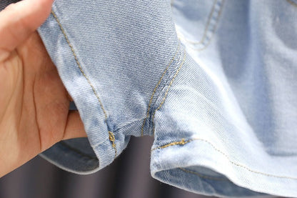 [508225]- Celana Pendek Jeans Hotpants Import Anak Perempuan - Motif Edge Flowers