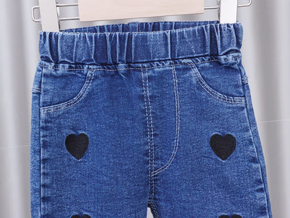 [102376] - Bawahan Celana Panjang Jeans Import Anak Perempuan - Motif Heart Shape
