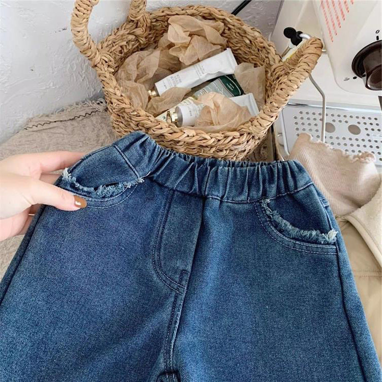 [507998] - Celana Panjang Jeans Rawis Kulot Fashion Anak Perempuan - Motif Tassel Pocket