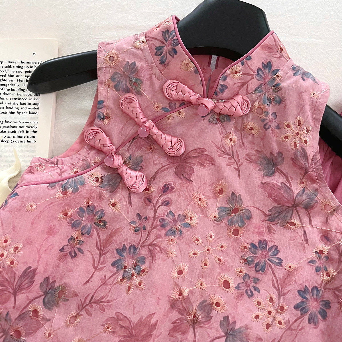 [963196] - One Set 2in1 Baju Setelan Cheongsam Shanghai Imlek Atasan Lengan Kutung Bawahan Celana Panjang Chinese Fashion Anak Perempuan Cewek - Motif Basic Color Pink - BABYHOKI STORE