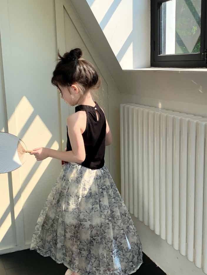 [507987] - Baju Setelan Blouse Kutung Rok Fashion Anak Perempuan - Motif Flower Shadows