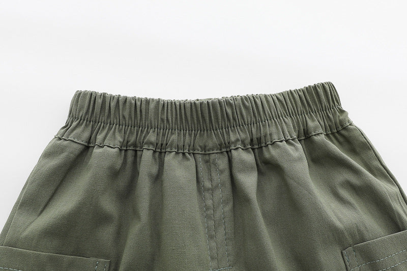 [368592] - One Set 2in1 Baju Setelan Atasan Kemeja Lengan Pendek Bawahan Celana Pendek Comfortable Fashion Anak Laki Laki Cowok - Motif Animals Dino - BABYHOKI STORE