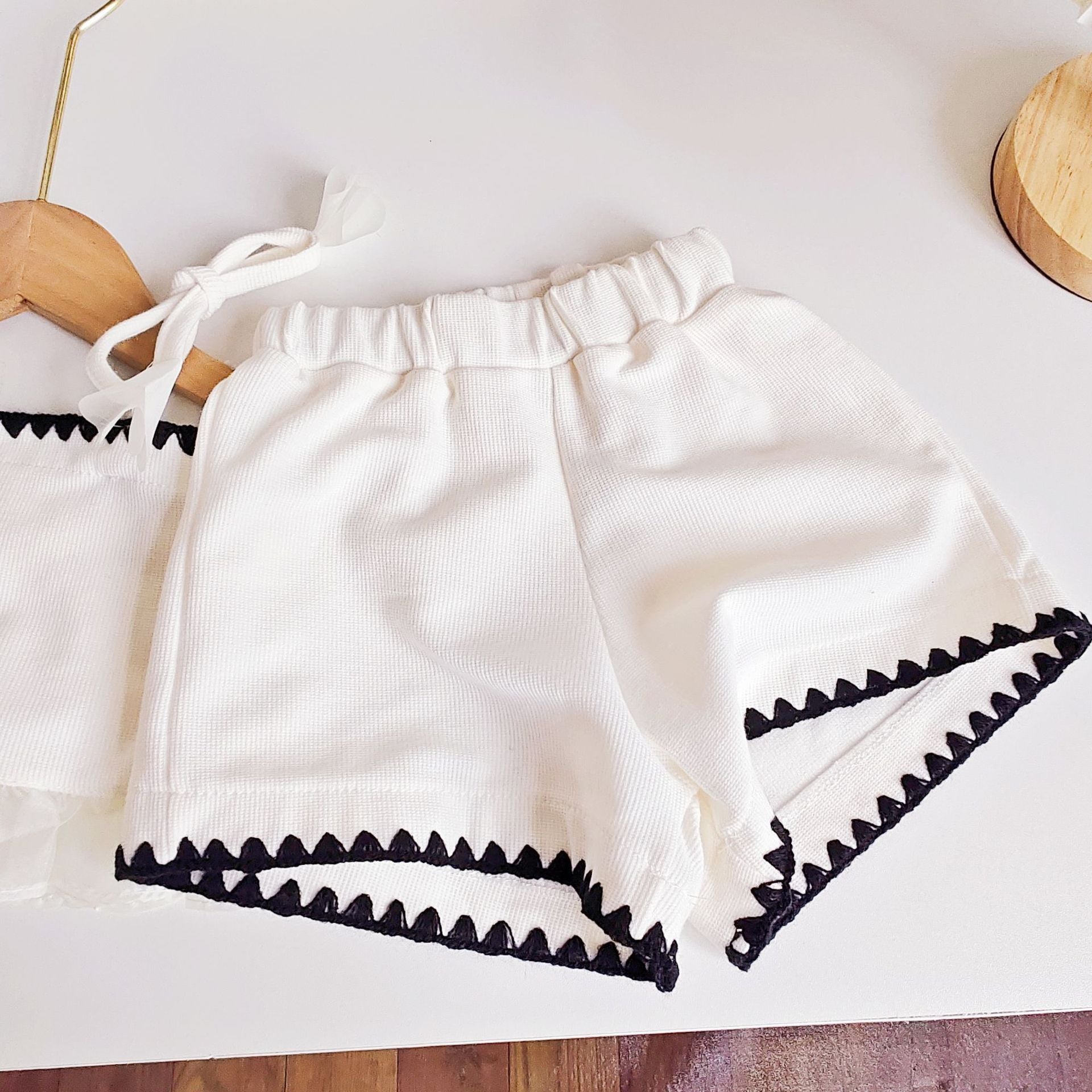 BABYHOKI STORE Usia 7 8 9 10 Tahun Baju Anak Tanggung Cewek [363614] - Setelan Crop Top Bawahan Pendek Anak Perempuan - Motif Flower Shape