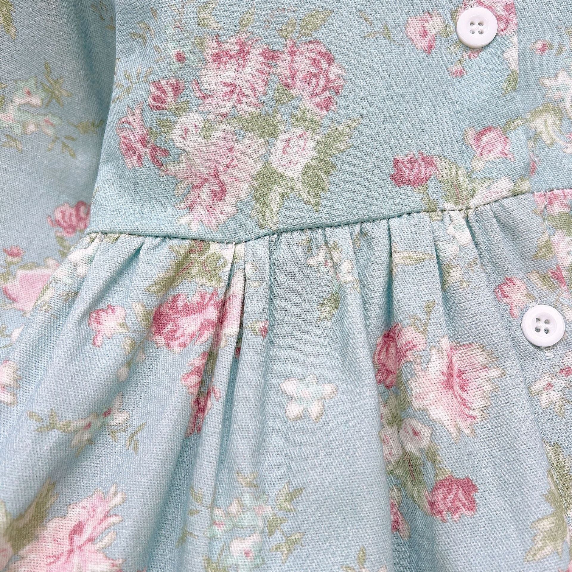 [363791] - Gaun Vintage Floral Shabby Blue Baju Dress Lengan Panjang Fashion Anak Perempuan Cewek - Motif Flower Breeze