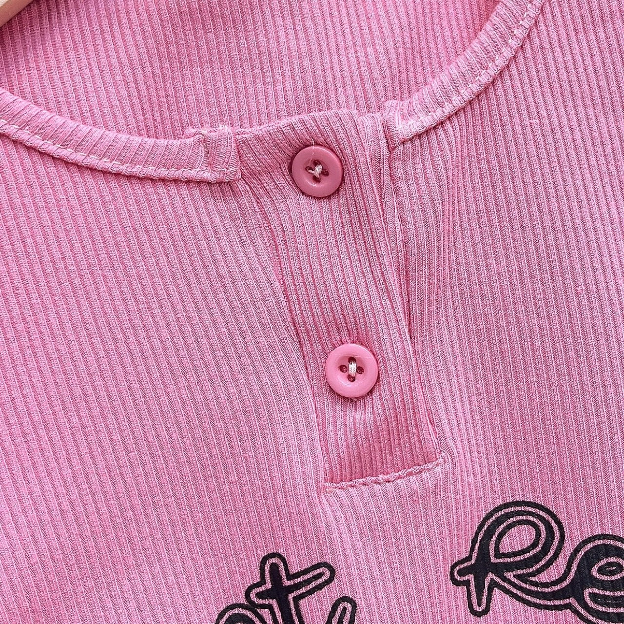 [363796] - Setelan Pink Ala Korea Baju Kaos Lengan Panjang Celana Panjang Jeans Fashion Anak Perempuan Cewek - Motif Vent Red