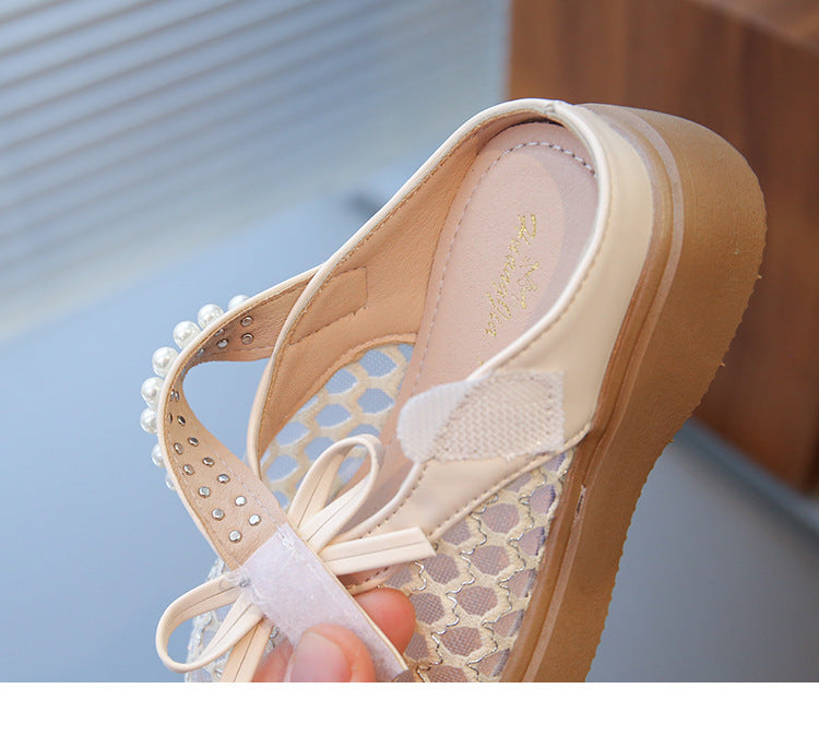 [381298 Size 26-37] - Sepatu Sandal Slip On Versatile Korean Version Anak Perempuan Cewek - Motif Hollow Pearl - BABYHOKI STORE - BABYHOKI STORE