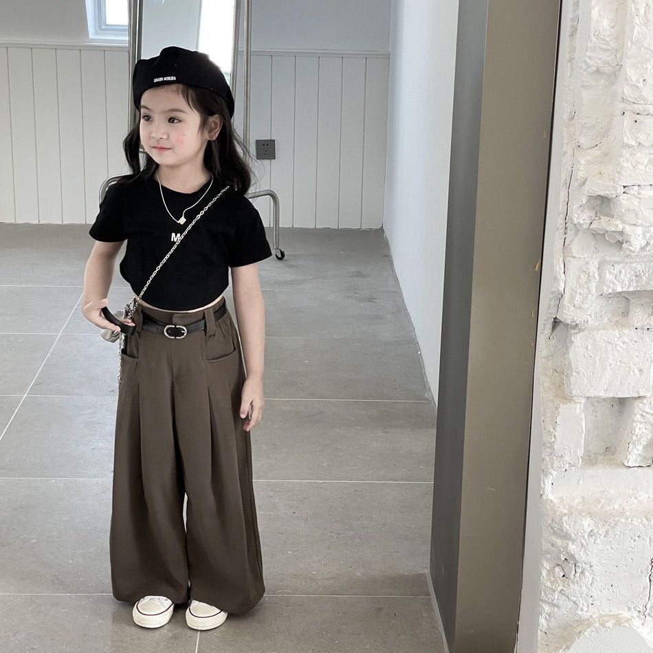 [5071034] - Setelan Baju Lengan Pendek Celana Panjang Fashion Anak Perempuan - Motif Plain M