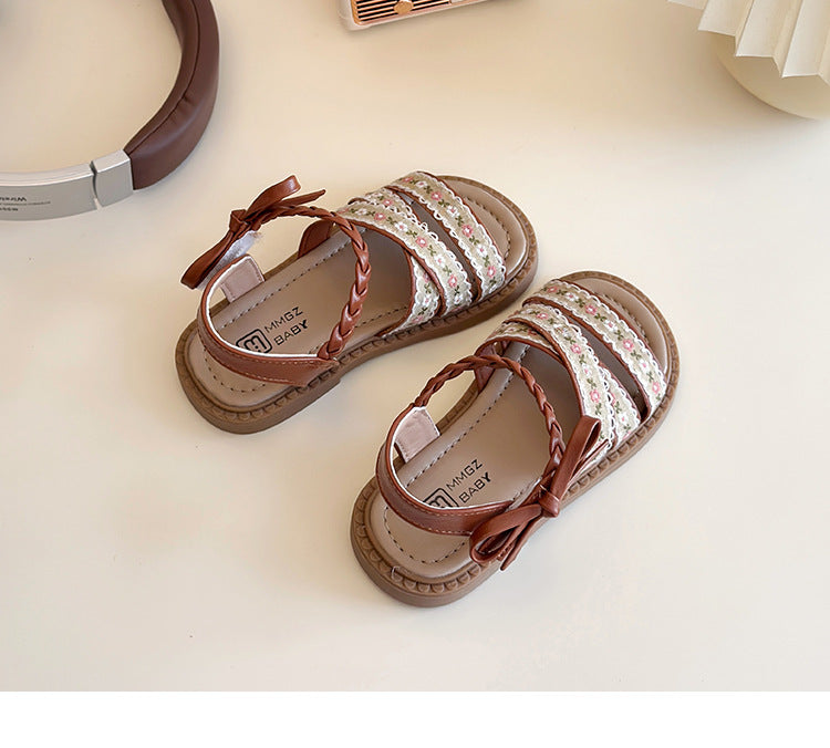 [381290 Size 21-30] - Sepatu Flat Slip On Bowknot Shoes Korean Version Anak Perempuan Cewek - Motif Floral Princess - BABYHOKI STORE