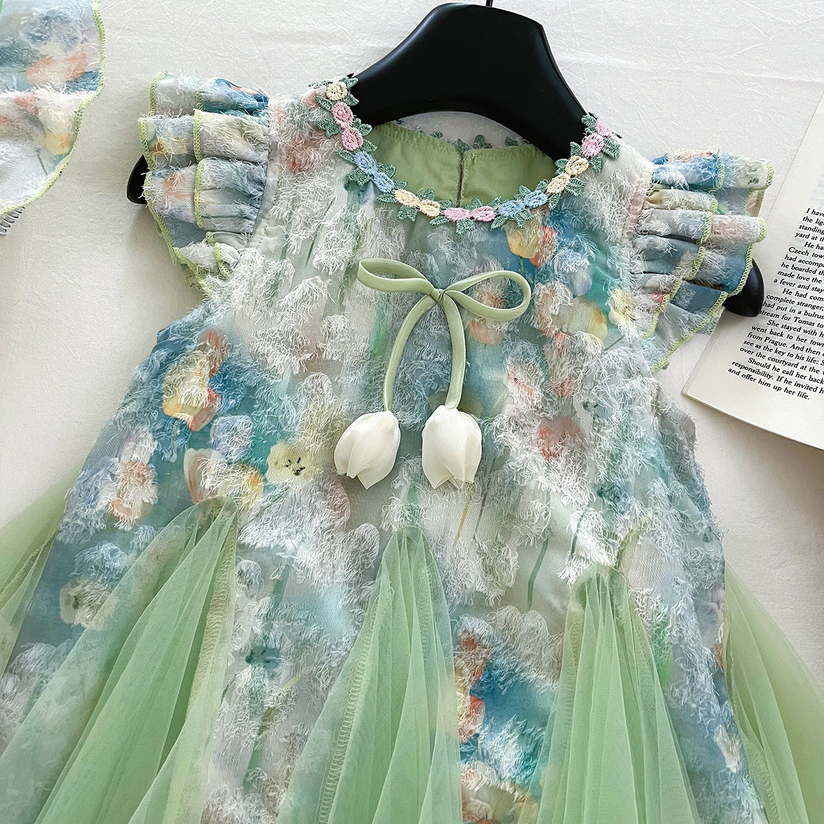 [963207] - Baju Gaun Dress Princess Lengan Kutung Anak Korean Fashion Perempuan Cewek - Motif Fairy Floral - BABYHOKI STORE