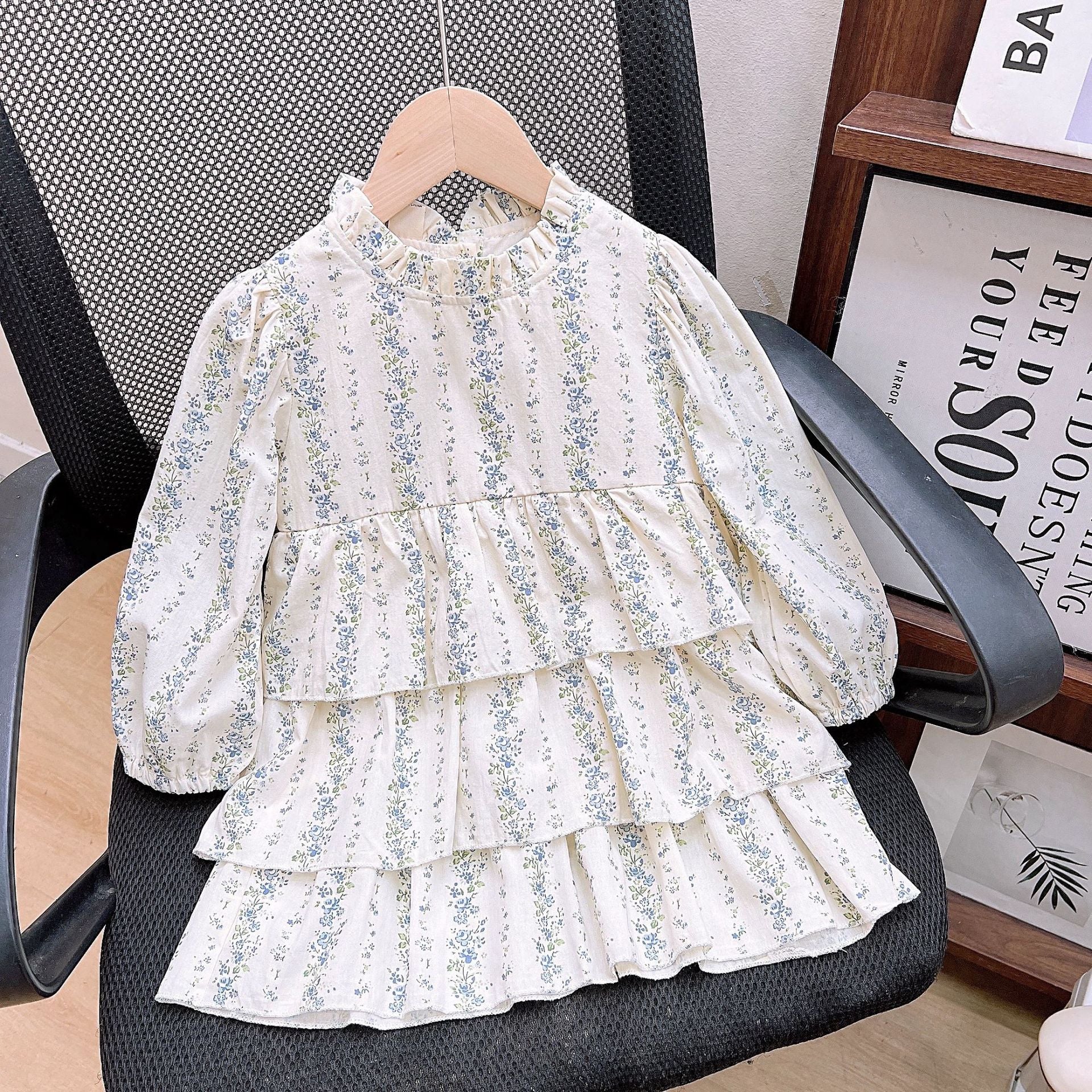 [363826] - Setelan 2 In 1 Baju Dress Jaket Denim Lengan Panjang Fashion Anak Perempuan - Motif Flower Denim