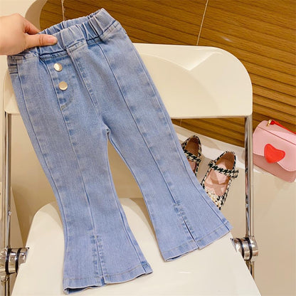 [363664] - Setelan Baju Blouse Celana Jeans Import Anak Perempuan Fashion - Motif Lace Flower
