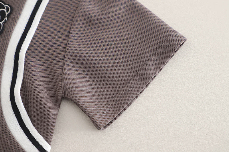 [368593] - One Set 2in1 Baju Setelan Atasan Polo Lengan Pendek Bawahan Celana Pendek Comfortable Casual Fashion Anak Laki Laki Cowok - Motif Animals On The Chest - BABYHOKI STORE