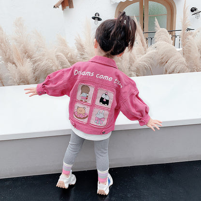 [508227 ] - Atasan Jaket Jeans Anak Perempuan - Motif Cute Animal