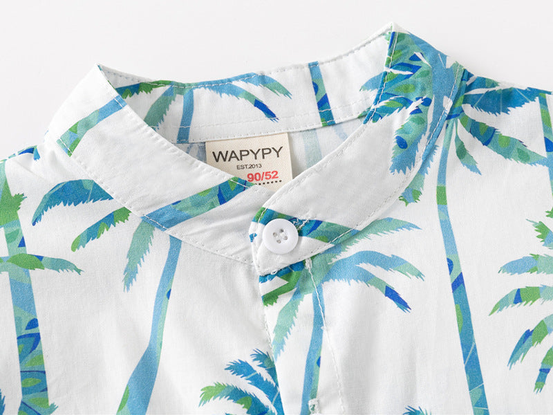 [383210] - Baju Atasan Kemeja Lengan Pendek Anak Laki-Laki Cowok - Motif Nature - BABYHOKI STORE