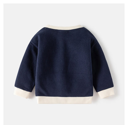 [5131061] - Baju Setelan Sweater Celana Jogger Fashion Import Anak Laki-Laki - Motif Buttoned Collar