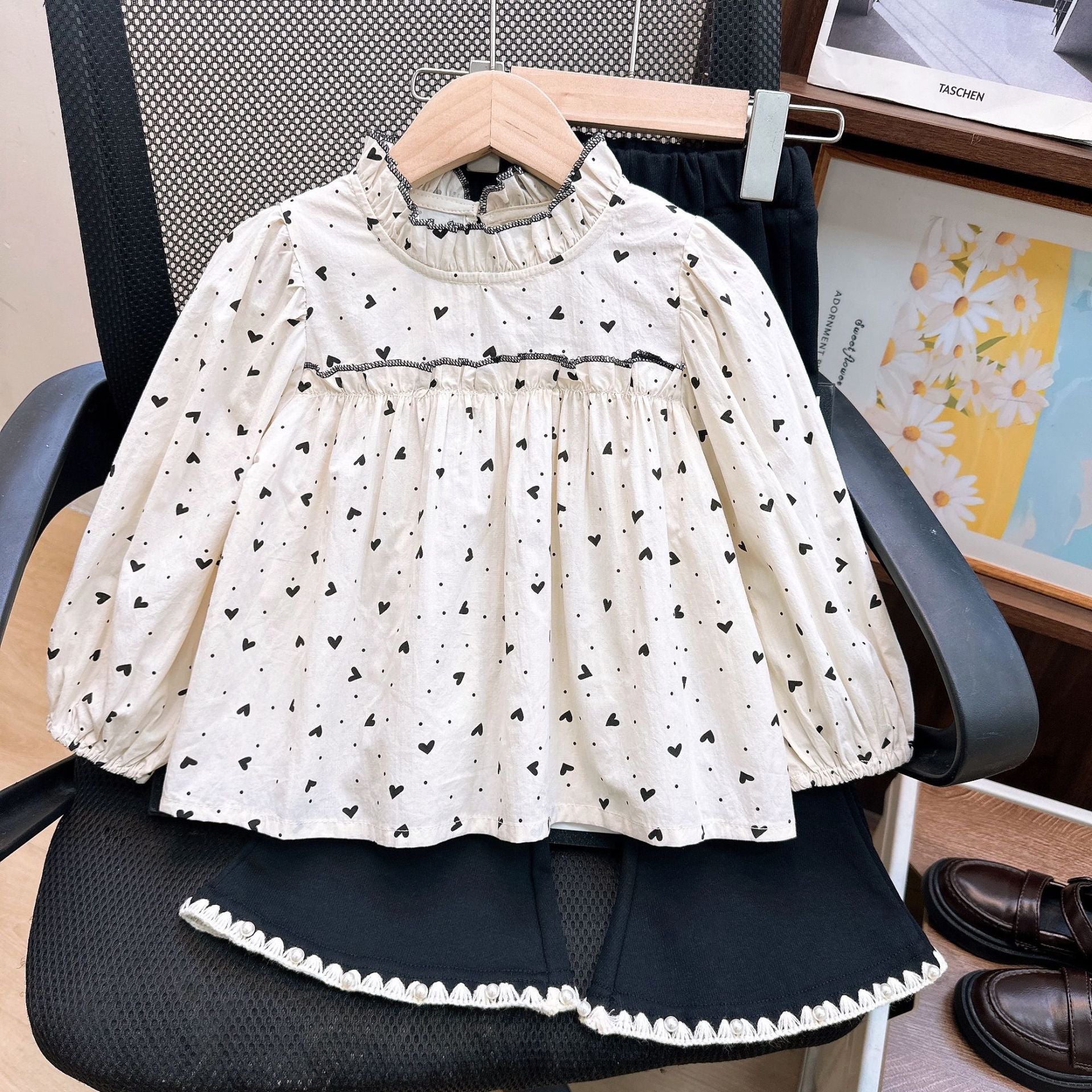 [363828] - Setelan Baju Blouse Lengan Panjang Celana Panjang Fashion Anak Perempuan - Motif Little Heart